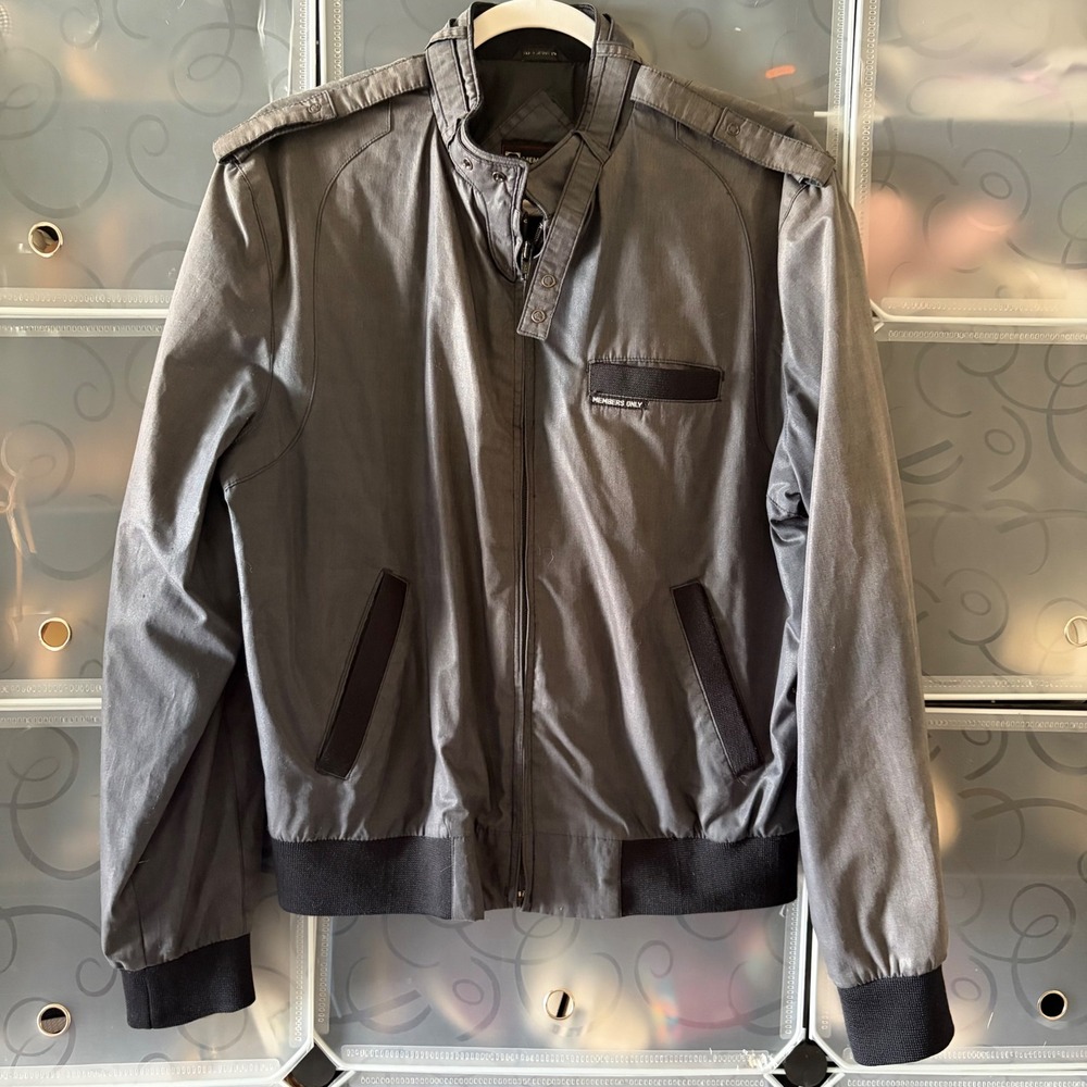 Vintage Members Only Europe Craft Racer Jacket Gray Size 42 Iconic Epaulettes
